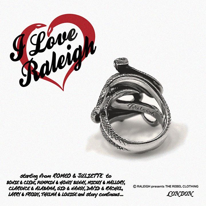画像: RALEIGH/ (Back To The 90’s Destructive Motion Picture) Romeo + Juliet “I LOVE RALEIGH” Double Intertwined Snake Ring